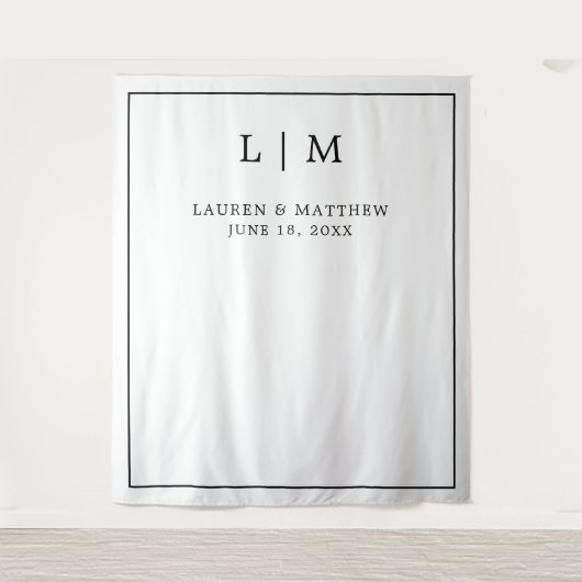 Tenture Monogramme noir et blanc simple Mariage élégant (Devant)