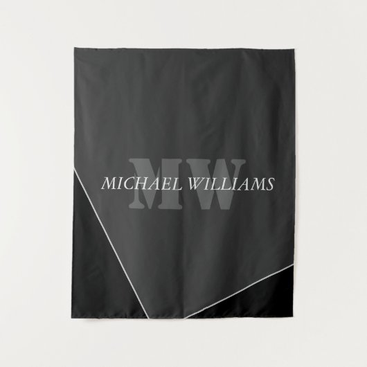 Tenture Monogramme noir gris artistique moderne (Devant)