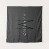Tenture Monogramme Noir Professionnel Gris Votre Nom (Devant (Horizontal))