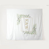Tenture Monogramme Or Vert Photo Booth fond (Devant (Horizontal))