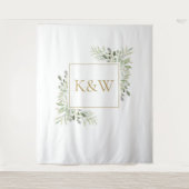 Tenture Monogramme Or Vert Photo Booth fond (Devant)