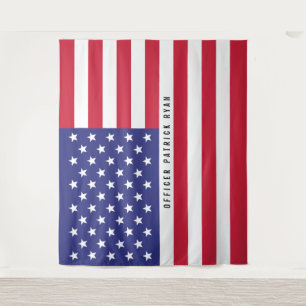 Tenture Monogramme patriotique rouge blanc bleu du drapeau