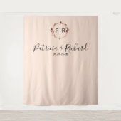 Tenture Monogramme Peach Rose Gold Foil Mariage Arrière (Devant)