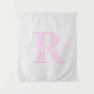 Tenture Monogramme personnalisable   Ombre rose et gris