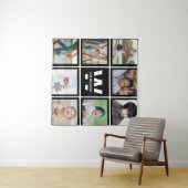 Tenture Monogramme photo Instagram noir et blanc (En situation (horizontale))