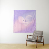 Tenture Monogramme Purple Pink Gradient Coeur (En situation)