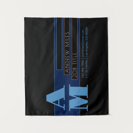 Tenture Monogramme rétro-moderne et formes et couleurs mod (Devant)