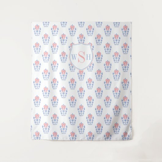 Tenture Monogramme rose bleu Baby shower fond photo (Devant)
