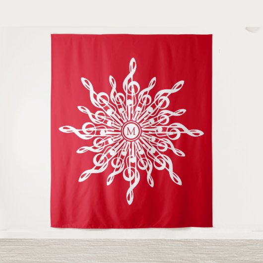 Tenture Monogramme rouge de Noël G-Clef Snowflake (Devant)