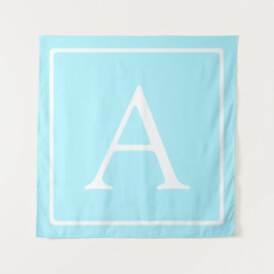 Tenture Monogramme simple bleu ciel