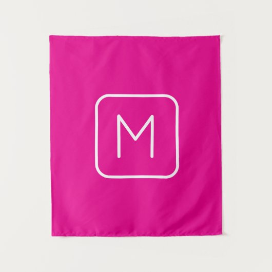Tenture Monogramme simple et moderne initial | Rose et bla (Devant)