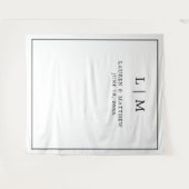 Tenture Monogramme simple noir et blanc Élégant mariage (Devant (Horizontal))