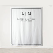 Tenture Monogramme simple noir et blanc Élégant mariage (Devant)