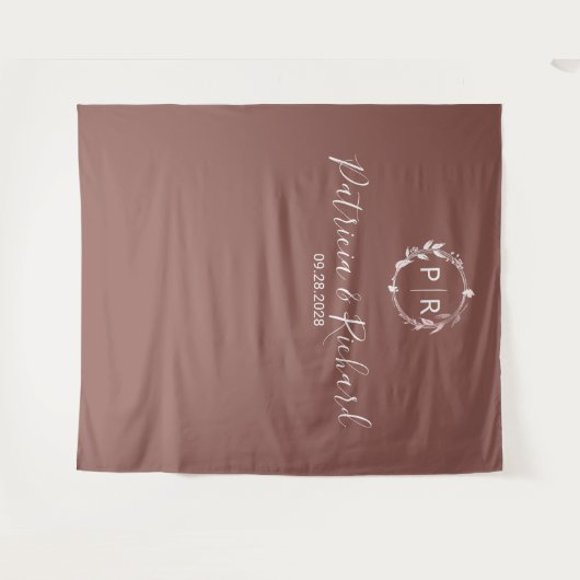 Tenture Monogramme Terracotta Mariage (Devant (Horizontal))