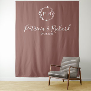 Tenture Monogramme Terracotta Mariage