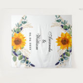 Tenture Monogramme tournesol verdure eucalyptus de mariage (Devant (Horizontal))