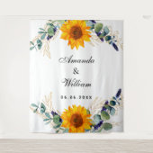 Tenture Monogramme tournesol verdure eucalyptus de mariage (Devant)