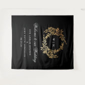 Tenture Monogramme traditionnel Noir Crest Mariage classiq (Devant (Horizontal))