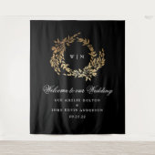 Tenture Monogramme traditionnel Noir Crest Mariage classiq (Devant)