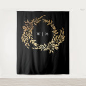 Tenture Monogramme traditionnel Noir Crest Mariage classiq (Devant)
