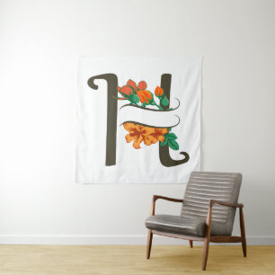 Tenture Monographie florale H lettre majuscule