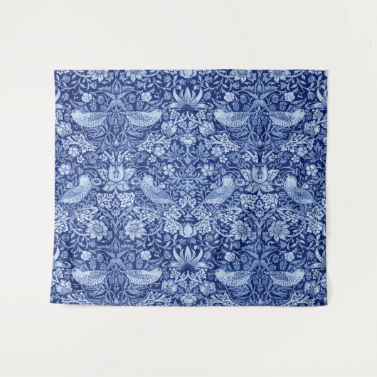 Tenture Monotone bleu de fraises Thief, William Morris (Devant (Horizontal))