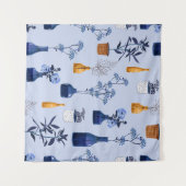 Tenture Monotone de fleurs modernes et vase, pot avec bot (Devant (Horizontal))
