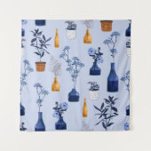 Tenture Monotone de fleurs modernes et vase, pot avec bot (Devant)