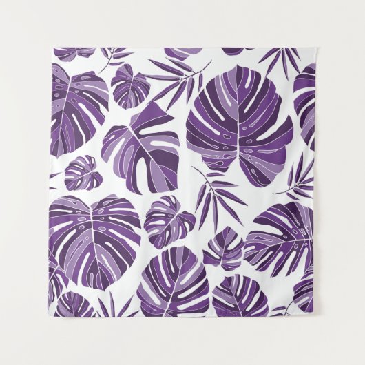 Tenture Monstère violet tropicale feuilles sans couture mo (Devant)