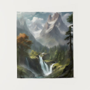 Tenture Montagne Cascade Sérénité - Nature Paysage Art
