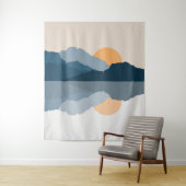 Tenture Montagnes bleues reflétées dans le lac (En situation)