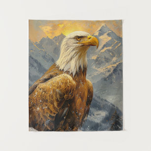 Tenture Montagnes d'aquarelle d'aigle chauve