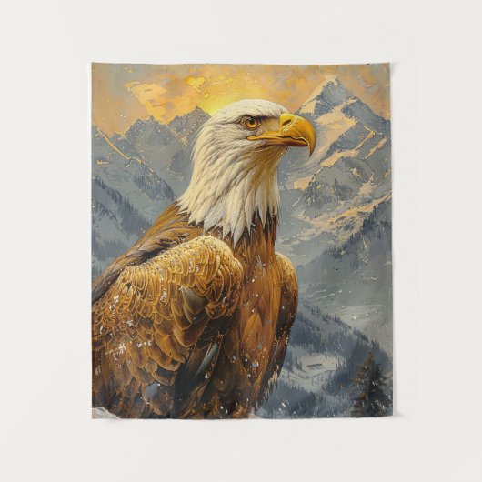 Tenture Montagnes d'aquarelle d'aigle chauve (Devant)