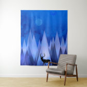 TENTURE MONTAGNES GÉOMÉTRIQUES BLEUES (En situation)