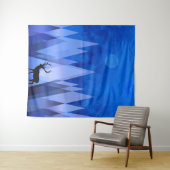 TENTURE MONTAGNES GÉOMÉTRIQUES BLEUES (En situation (horizontale))