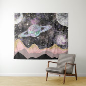 Tenture Montagnes Spatiales Ciel Étoilé Galaxie Planètes (En situation (horizontale))