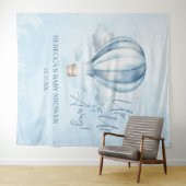 Tenture Montez et partez ! Baby shower Blue Hot Air Balloo (En situation (horizontale))