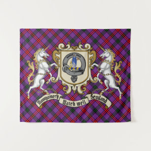 Tenture Montgomery Clan Badge & Unicorns avec Tartan 