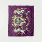 Tenture Montgomery Clan Badge & Unicorns avec Tartan (Devant)