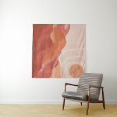 Tenture Monts Boho en terre cuite, affiche abstraite. (En situation (horizontale))