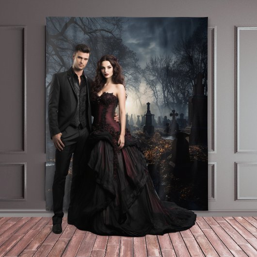 Tenture Moody Gothic Autumn Moonlit Graveyard XLarge