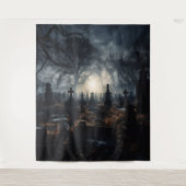 Tenture Moody Gothic Autumn Moonlit Graveyard XLarge (Devant)