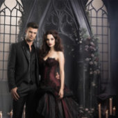 Tenture Moody Gothic Dark Alter Fleurs Bourgogne XLarge