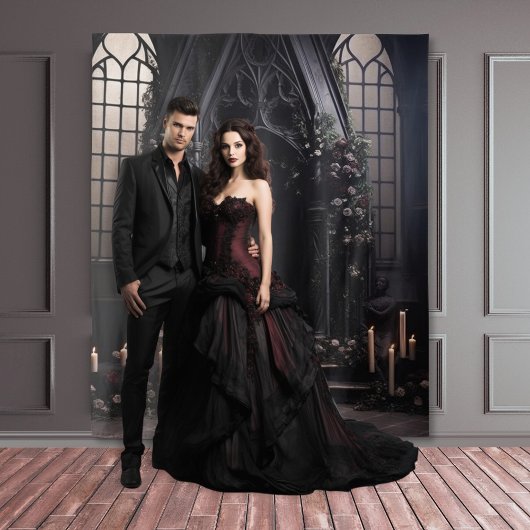 Tenture Moody Gothic Dark Alter Fleurs Bourgogne XLarge