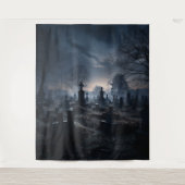 Tenture Moody Gothic Haunted Moonlit Graveyard XLarge (Devant)
