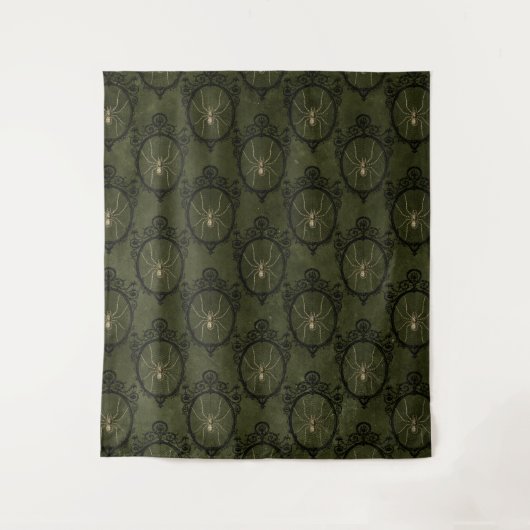 Tenture Moody gothique Damask Green & Black Spider Tapestr (Devant)