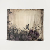 Tenture Moody gothique Purple & Noir Crâne & Moth (Devant (Horizontal))