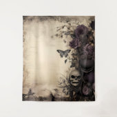 Tenture Moody gothique Purple & Noir Crâne & Moth (Devant)