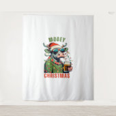 Tenture Mooey Noël Highland Cow Light Santa Hat T-Shi (Devant)