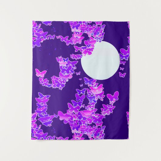 Tenture Moonscape Wish Butflies, violet et violet profond (Devant)